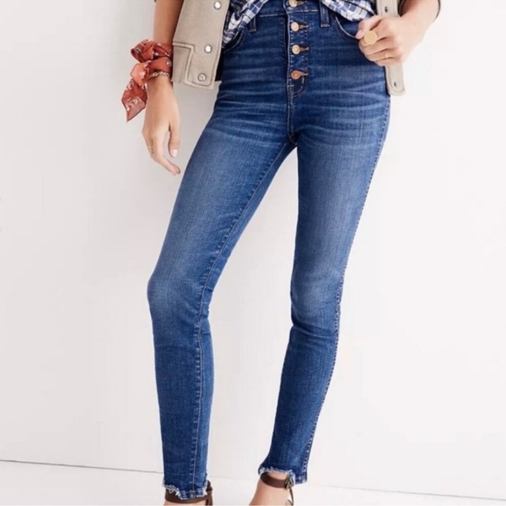 Madewell 10” Inch High Rise Exposed Button Skinny Jeans - Picture 2 of 8